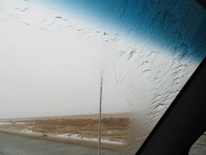 Ice forming on the windshield and radio antenna during the early stages of Gandolf the White Blizzard.