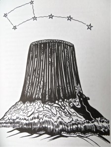 Devil's Tower illustration by Al Momaday in N. Scott Momaday, "The Way to Rainy Mountain" (1969), 9.
