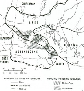 First Nations and Native American boundaries circa 1820. (Friesen, 1984: 94)