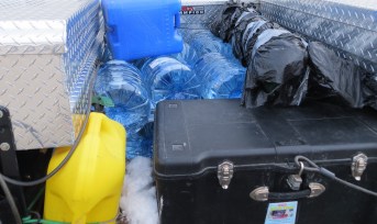 Basecamp water wagon and supplies.