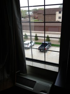 A hermetically sealed hotel room in a spiffy new hotel.