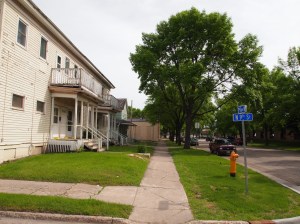 The intersection of 2nd Avenue North and North 9th Street in Grand Forks, North Dakota. Photo from June 12, 2013.