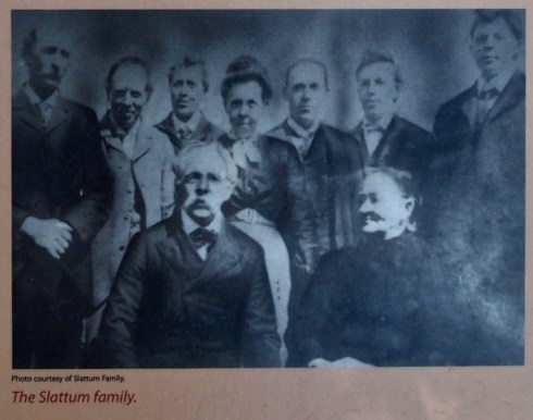 The Slattum family, this photo from the public historical signage at the cabin site. Photo taken on June 16, 2013.