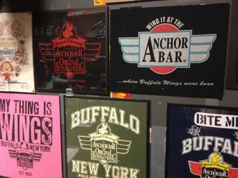 Anchor Bar merchandise at the original birthplace of the Buffalo chicken wing, this in Buffalo, New York.
